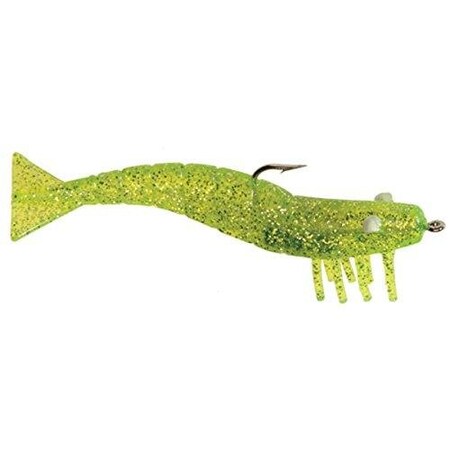 Doa Shrimp Lure, 4 12 Oz, ChartreuseSilver Glitter 3PK FSH4-3P-318